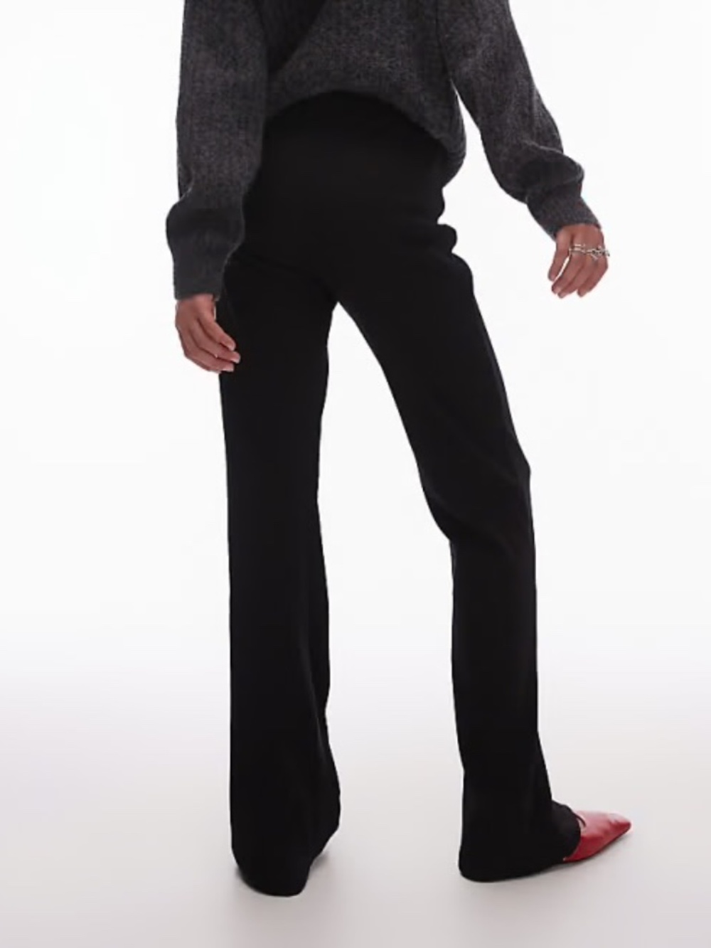 Free With Purchase Top Shop Skinny Rib Flare Pants Size 8 Black